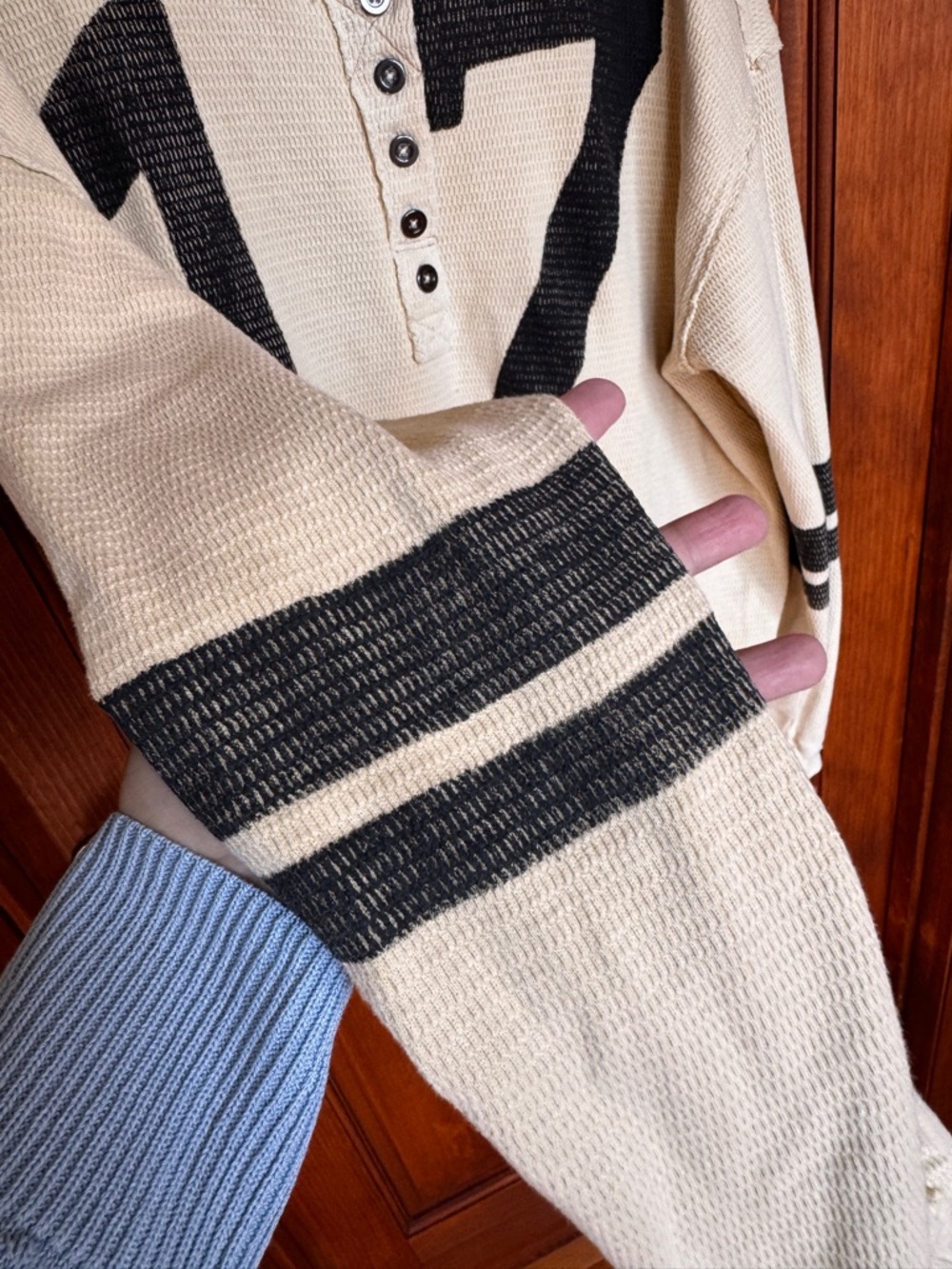We The Free Beige Number 17 Henley Sweatshirt - Picture 4 of 10
